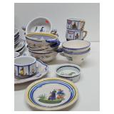 LARGE Collection of Vintage French Henriot QUIMPER Dishware