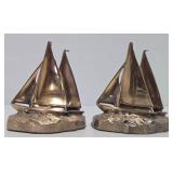 Very Nice looking Mid Century Brass Sailboat Bookend Set - PM Craftsman
