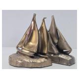 Very Nice looking Mid Century Brass Sailboat Bookend Set - PM Craftsman