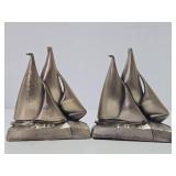 Very Nice looking Mid Century Brass Sailboat Bookend Set - PM Craftsman