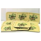 Set of 10 Mid Century Metal Serving Trays w/Pinecones - 14.5" x 10.5"