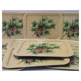 Set of 10 Mid Century Metal Serving Trays w/Pinecones - 14.5" x 10.5"