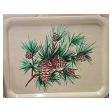Set of 10 Mid Century Metal Serving Trays w/Pinecones - 14.5" x 10.5"
