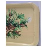 Set of 10 Mid Century Metal Serving Trays w/Pinecones - 14.5" x 10.5"