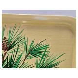 Set of 10 Mid Century Metal Serving Trays w/Pinecones - 14.5" x 10.5"