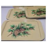 Set of 10 Mid Century Metal Serving Trays w/Pinecones - 14.5" x 10.5"