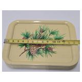 Set of 10 Mid Century Metal Serving Trays w/Pinecones - 14.5" x 10.5"