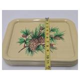 Set of 10 Mid Century Metal Serving Trays w/Pinecones - 14.5" x 10.5"