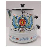 Excellent Large Scandinavian Enameled Coffee Pot w/Lid