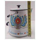 Excellent Large Scandinavian Enameled Coffee Pot w/Lid