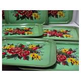 Set o f10 Vintage Mid Century Metal Serving Trays w/Floral Design