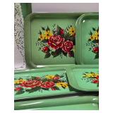 Set o f10 Vintage Mid Century Metal Serving Trays w/Floral Design