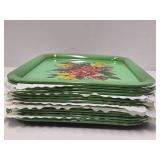 Set o f10 Vintage Mid Century Metal Serving Trays w/Floral Design