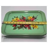 Set o f10 Vintage Mid Century Metal Serving Trays w/Floral Design