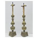 Wonderful Quality Large Antique Gothic Brass Table Lamps