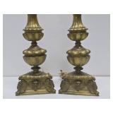 Wonderful Quality Large Antique Gothic Brass Table Lamps