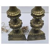 Wonderful Quality Large Antique Gothic Brass Table Lamps