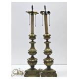 Wonderful Quality Large Antique Gothic Brass Table Lamps