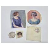 Wonderful Original Antique Miniature Portrait Paintings on Bone