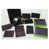 Group of Quality Brand New Leather Wallets Plus Lighter & Pocket Watch