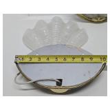Beautiful Vintage High End Brass & Wavy Clamshell Glass Wall Sconces