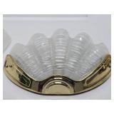 Beautiful Vintage High End Brass & Wavy Clamshell Glass Wall Sconces