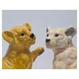 2 Vintage LARGE Ceramic Lion Cub Statues
