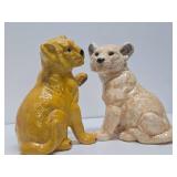 2 Vintage LARGE Ceramic Lion Cub Statues