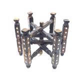 Vintage Inlaid Wood Folding Table Base