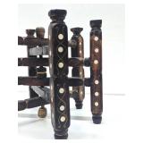 Vintage Inlaid Wood Folding Table Base