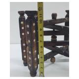 Vintage Inlaid Wood Folding Table Base