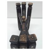 Vintage Inlaid Wood Folding Table Base