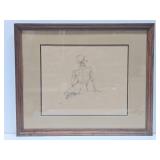 Vintage Hand Signed Original Nude Sketch Pencil Drawing - Signed Rodriguez