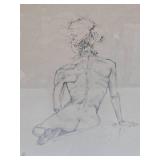 Vintage Hand Signed Original Nude Sketch Pencil Drawing - Signed Rodriguez