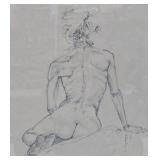 Vintage Hand Signed Original Nude Sketch Pencil Drawing - Signed Rodriguez