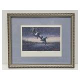 Framed Signed Numbered ARTIST PROOF Print by Les Kouba - 'Bills Battlin' First Snow'