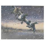 Framed Signed Numbered ARTIST PROOF Print by Les Kouba - 'Bills Battlin' First Snow'