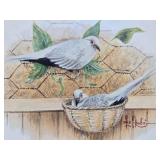 Framed Signed Numbered Print by Les Kouba - 'Australian Diamond Doves'