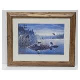 Framed Signed Numbered Print by Les Kouba - 'May in Minnesota' w/Loons