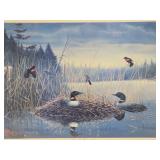 Framed Signed Numbered Print by Les Kouba - 'May in Minnesota' w/Loons