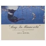 Framed Signed Numbered Print by Les Kouba - 'May in Minnesota' w/Loons