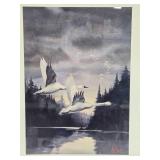 Framed Signed Numbered Print by Les Kouba - 'Whistlers' Comin' Through''
