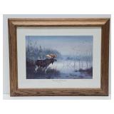 Framed Signed Numbered Print by Les Kouba - 'Surveying His Domain' w/Moose