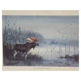 Framed Signed Numbered Print by Les Kouba - 'Surveying His Domain' w/Moose