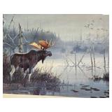 Framed Signed Numbered Print by Les Kouba - 'Surveying His Domain' w/Moose