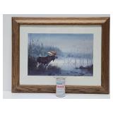 Framed Signed Numbered Print by Les Kouba - 'Surveying His Domain' w/Moose