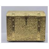 Vintage Textured Gold Metal Treasure chest Type Box