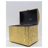 Vintage Textured Gold Metal Treasure chest Type Box