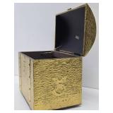 Vintage Textured Gold Metal Treasure chest Type Box