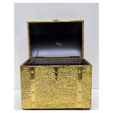 Vintage Textured Gold Metal Treasure chest Type Box